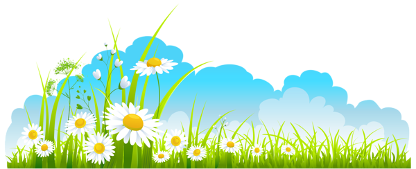 This png image - Spring Decor Sky Grass and Camomile PNG Clipart, is available for free download