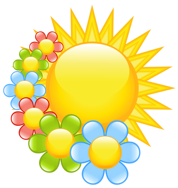 This png image - Spring Sun with Flowers Clipart, is available for free download