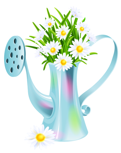 This png image - Water Can with Daisies PNG Clipart Picture, is available for free download