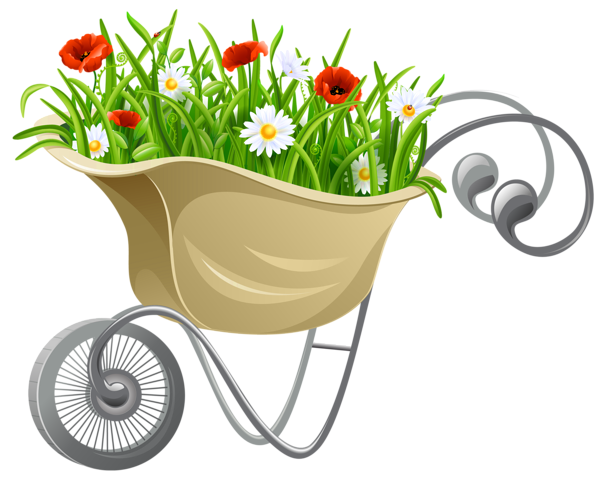 This png image - Wheelbarrow with Flowers PNG Clipart, is available for free download