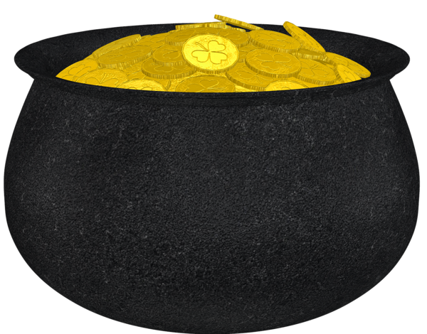 This png image - Pot of Gold with Shamrock and Gold Coins PNG Picture, is available for free download