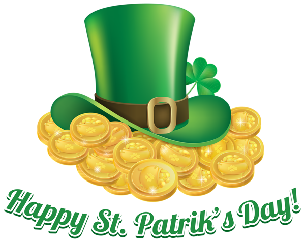 st patricks day coins and hat transparent png clip art image
