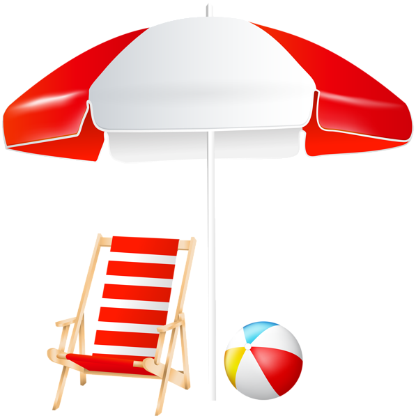 This png image - Beach Umbrella Chair and Ball PNG Clip Art Image, is available for free download