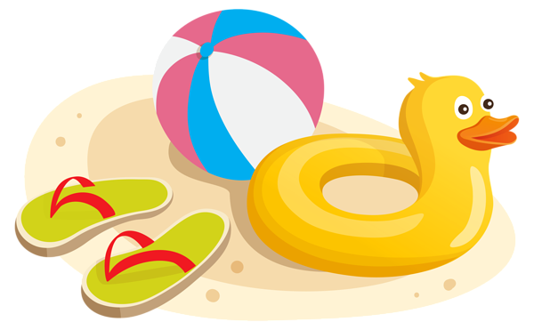 Duck Swim Ring Ball and Flipflops PNG Clipart Image ...