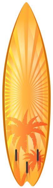 This png image - Orange Surfboard with Palm Trees Transparent PNG Clip Art Image, is available for free download