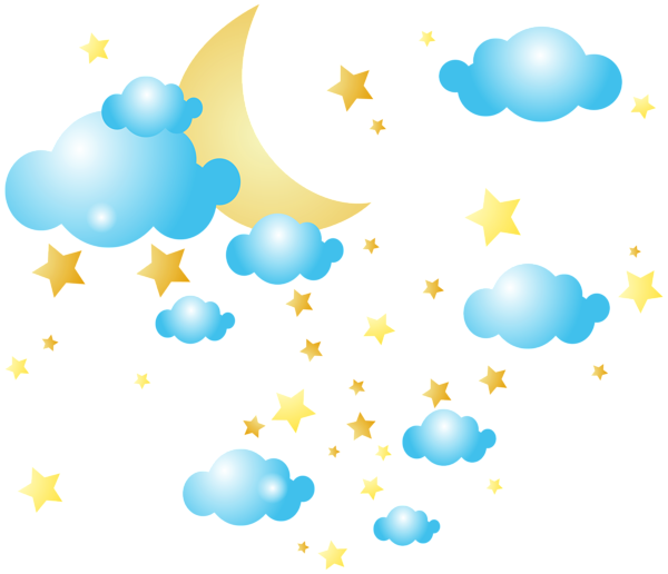 This png image - Moon Clouds and Stars PNG Clip-Art Image, is available for free download