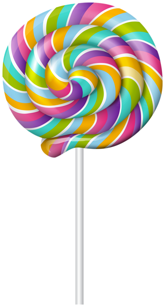 Multicolored Swirl Lollipop PNG Clipart
