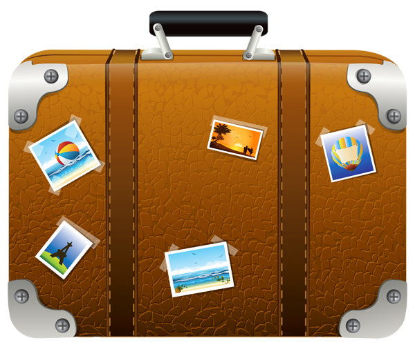 This png image - Brown Suitcase with Pictures PNG Clipart Picture, is available for free download