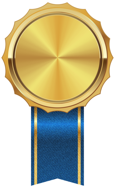 This png image - Gold Medal with Blue Ribbon PNG Clipart Image, is available for free download