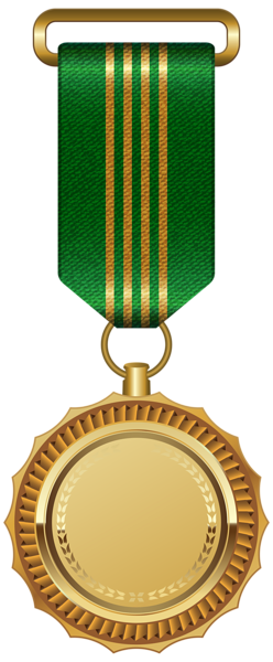 This png image - Gold Medal with Green Ribbon PNG Clipart Image, is available for free download