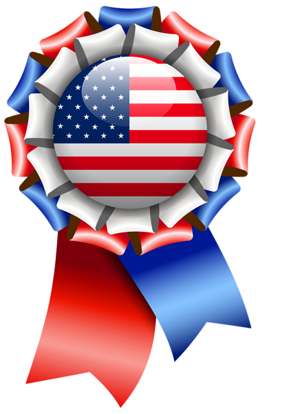 This png image - USA Flag Rosette Ribbon PNG Clipart Image, is available for free download
