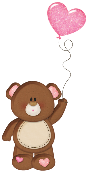 This png image - Brown Teddy with Pink Heart Balloon PNG Clipart, is available for free download