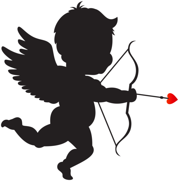 This png image - Cupid with Bow Silhouette PNG Clip Art Image, is available for free download