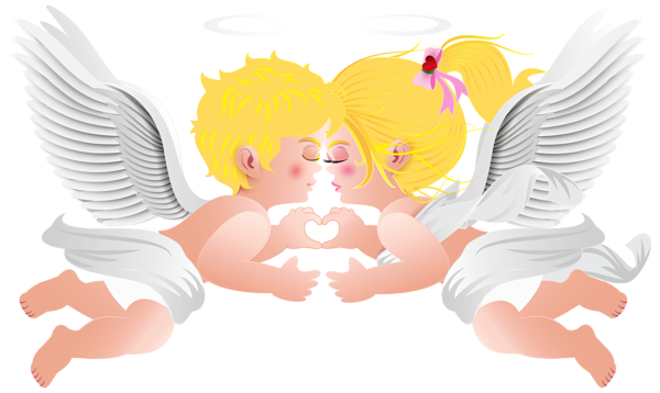 This png image - Cute Kissing Cupids PNG Clip-Art Image, is available for free download