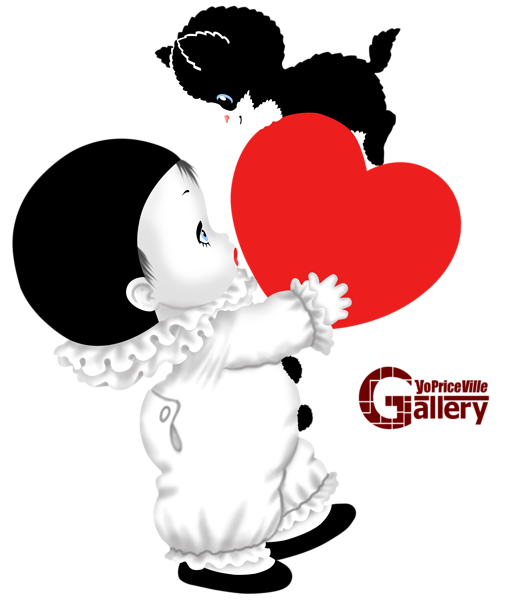This png image - Cute Mime and Kitten with Heart Large PNG Clipart, is available for free download