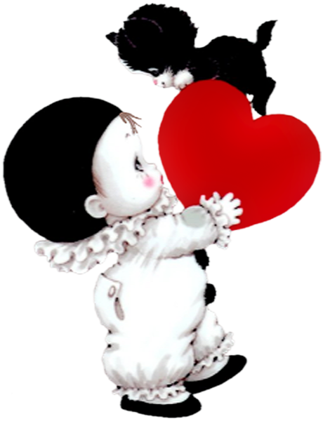 This png image - Cute Mime and Kitten with Heart PNG Picture, is available for free download