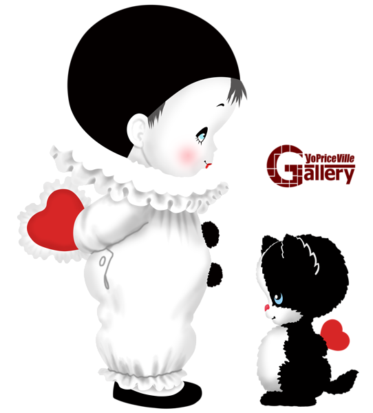 This png image - Cute Mime and Kitten with Hearts Large PNG Clipart, is available for free download