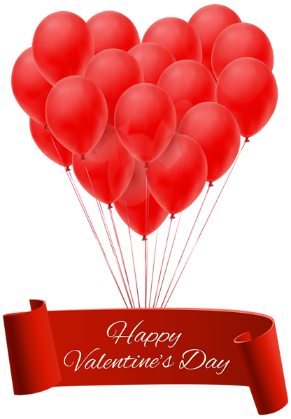 This png image - Happy Valentine's Day Banner with Balloons PNG Clip Art Image, is available for free download