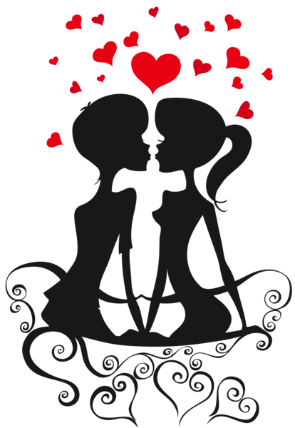 This png image - Love Couple Silhouettes on a Bench with Hearts PNG Clipart, is available for free download