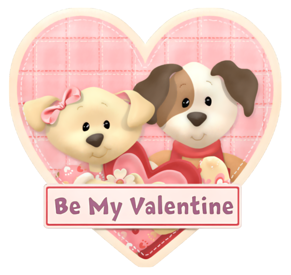 This png image - Pink Heart with Puppies Be my Valentine PNG Picture, is available for free download