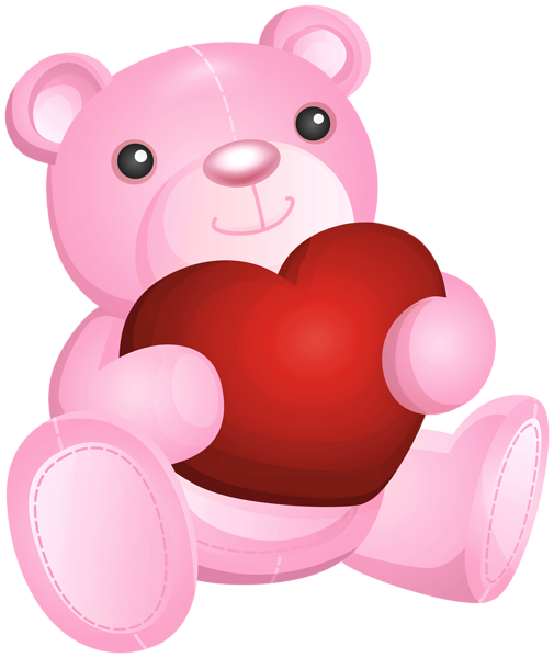 This png image - Pink Teddy with Heart Transparent Image, is available for free download