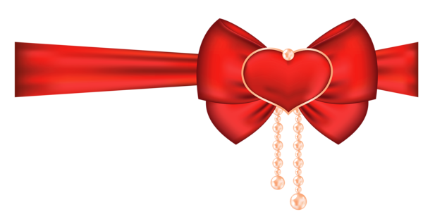 This png image - Red Bow with Heart Decor PNG Clipart Picture, is available for free download