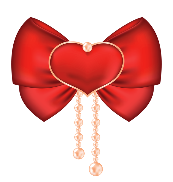 This png image - Red Bow with Heart PNG Clipart Picture, is available for free download