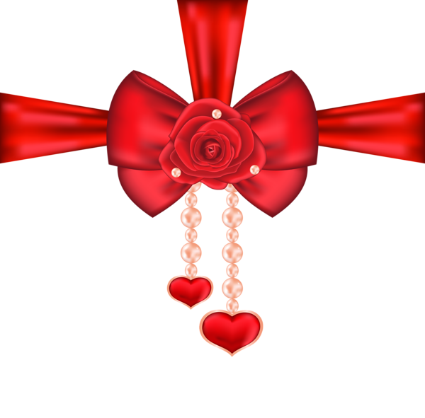 This png image - Red Decorative Bow with Rose and Hearts PNG Clipart Picture, is available for free download