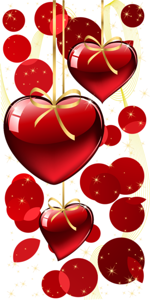 This png image - Red Hanging Hearts and Dots Decor PNG Clipart, is available for free download