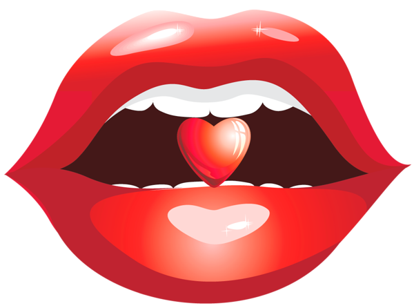 This png image - Red Lips with Heart PNG Clipart Picture, is available for free download