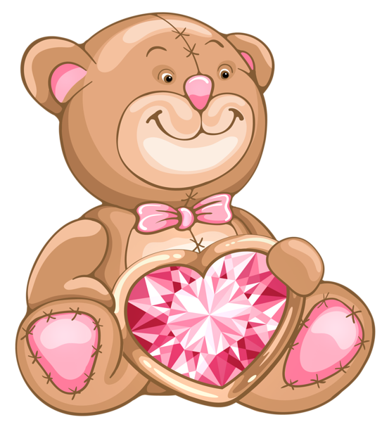 This png image - Transparent Teddy Bear with Diamond Heart PNG Clipart, is available for free download