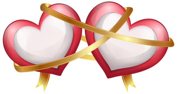 This png image - Two Hearts with Ribbon Transparent PNG Clip Art Image, is available for free download