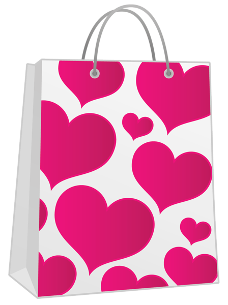 This png image - Valentine Pink Gift Bag with Hearts PNG Clipart, is available for free download
