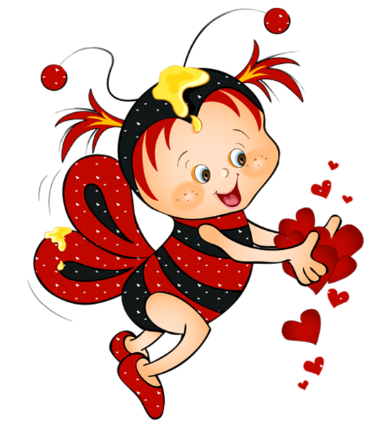 This png image - Valentine Red Bee with Hearts PNG Clipart Picture, is available for free download
