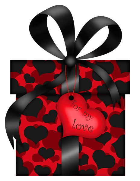 This png image - Valentines Day Black and Red Gift with Hearts PNG Clipart Picture, is available for free download