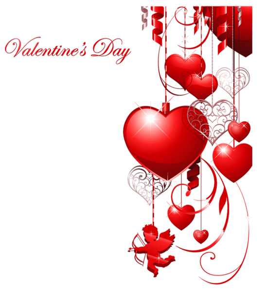 This png image - Valentines Day Decor with Hearts and Cupid Clipart, is available for free download