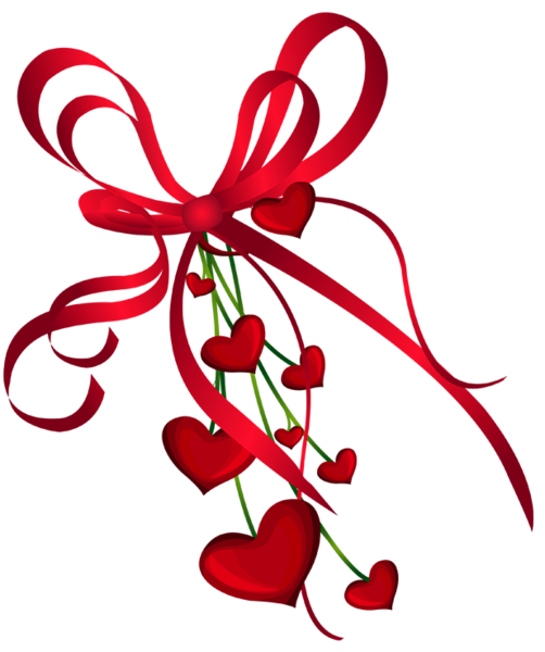 This png image - Valentines Day Hearts Decor with Red Bow PNG Clipart, is available for free download