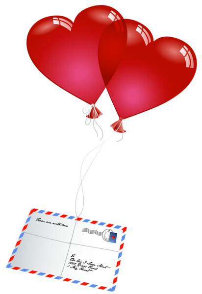 This png image - Valentines Day Letter with Heart Balloons PNG Picture, is available for free download