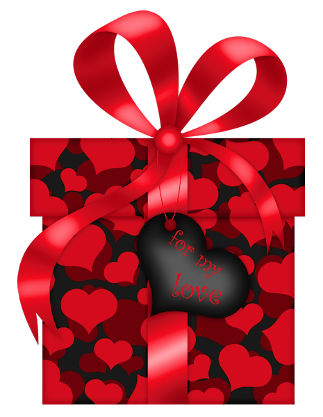 This png image - Valentines Day Red and Black Gift with Hearts PNG Clipart Picture, is available for free download