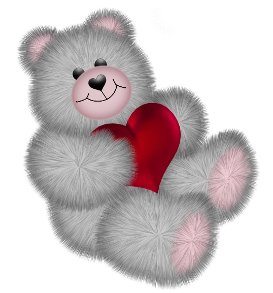 Valentines Day Teddy with Heart Grey PNG Clipart Picture ...