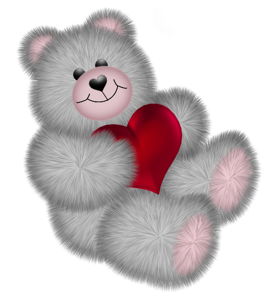 This png image - Valentines Day Teddy with Heart Grey PNG Clipart Picture, is available for free download