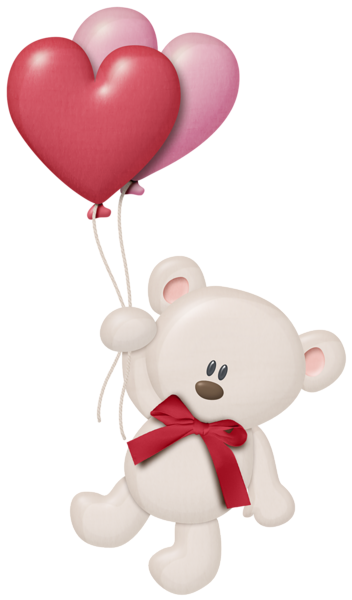 This png image - White Teddy with Heart Balloons PNG Clipart, is available for free download
