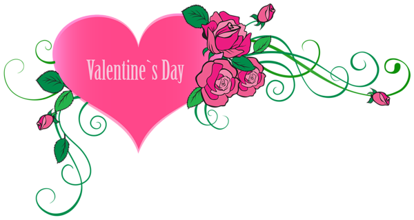 Happy Valentine's Day Heart with Roses Transparent PNG ...
