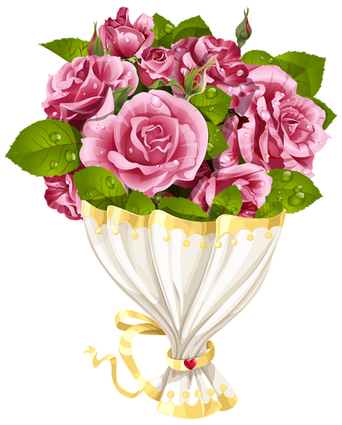 Rose Bouquet with Heart Transparent PNG Clip Art Image ...