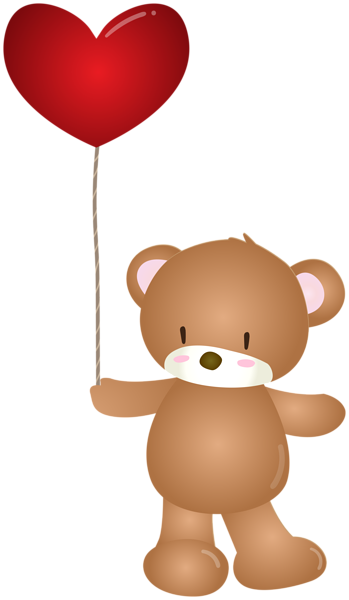 Teddy Bear with Heart Balloon PNG Clipart | Gallery Yopriceville - High ...
