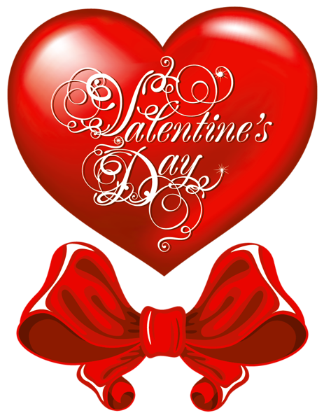 Valentines Day Heart and Red Bow PNG Clipart Picture ...