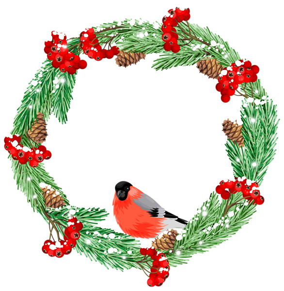 This png image - Green Winter Wreath with Bird PNG Clip Art Image, is available for free download
