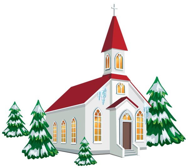 This png image - Winter Church with Snow Trees PNG Clipart Image, is available for free download