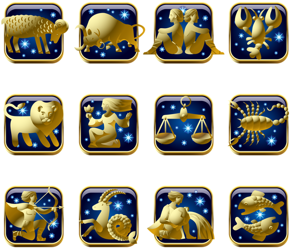 This png image - Blue and Gold Zodiac Signs PNG Clipart Image, is available for free download