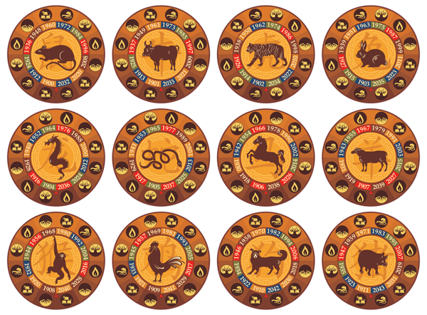 This png image - Chinese Zodiac Signs Set PNG Clip Art Image, is available for free download